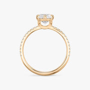 Pear Cut - Pave Band - 6 Prong Classic Ring - 14 K Gold